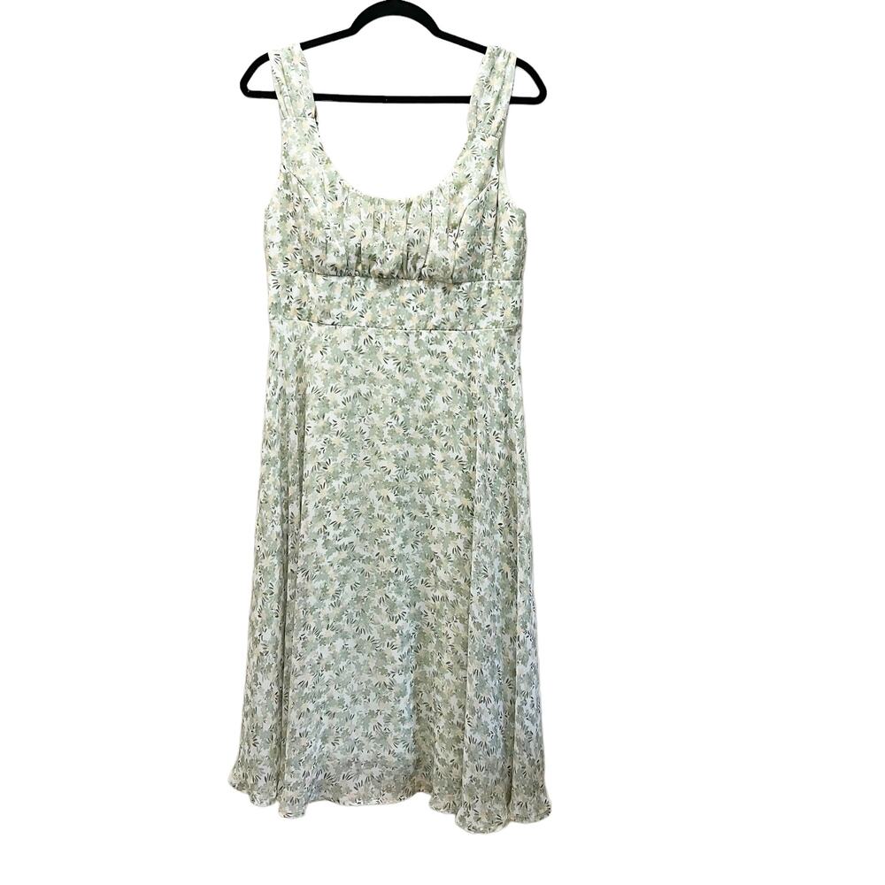 Connected Apparel Green Floral Fit & Flare Sweetheart Knee Length Dress Size 14